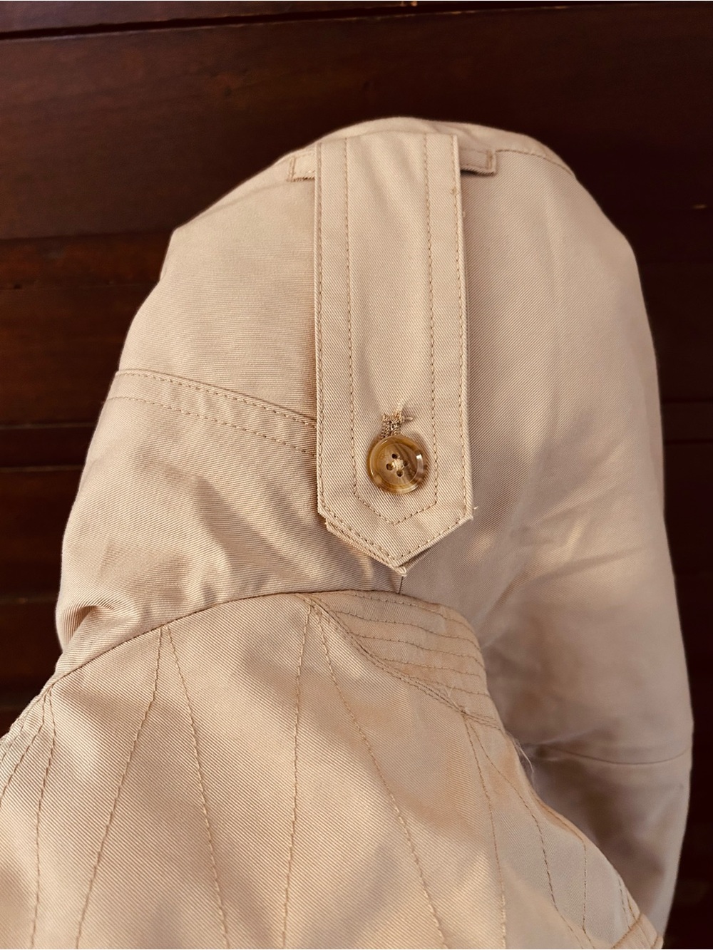 Banana Republic Cropped Tan Double-Breasted Trench Coat - Picture 10 of 11